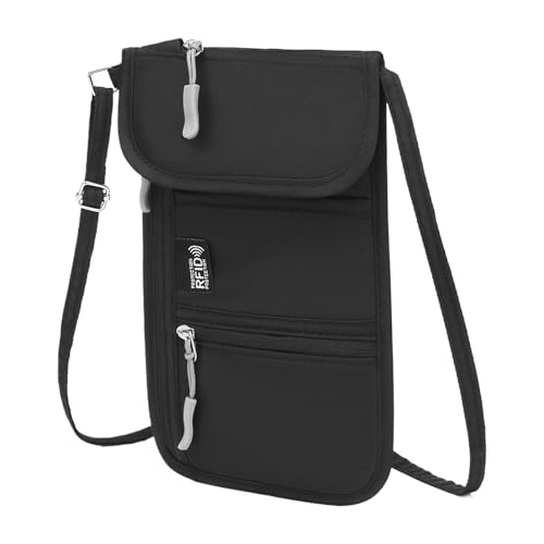 Generisch Secure Travel Organizer, Blocking Wallet, Lightweight Neck Pouch, Hidden Zipper Compartments, Adjustable Strap Comfort, Compact Size, Great for Flights, Trekking, Daily Use von Generisch