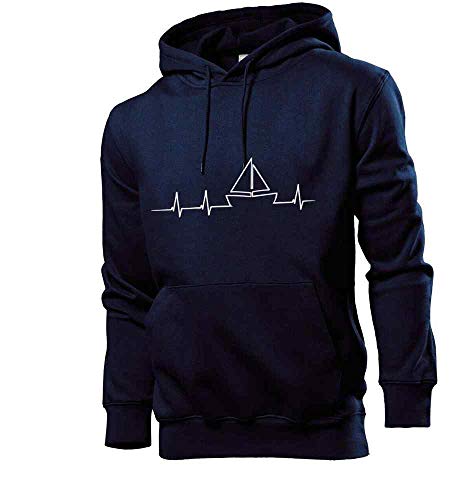 Generisch Segelboot Herzschlag Männer Hoodie Sweatshirt Navy L von shirt84