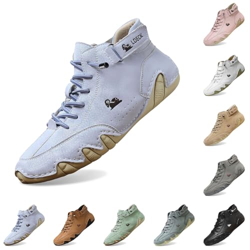 Generisch Segelschuhe Damen, Barfußschuhe Herren Damen Aquaschuhe Leichte Strandschuhe Leicht Laufschuhe Unisex Atmungsaktiv rutschfeste Sportschuhe Orthoschuhe Leder Freizeitschuhe Barfuss Schuhe von Generisch