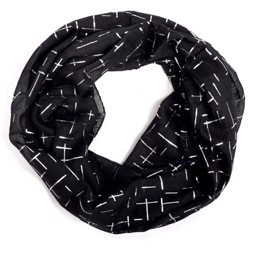 Seide Loop Schal Loopschal Halstuch Schals Rundschal Schlauchschal Tücher Damenschal glitzer Damen (Schwarz) von Generisch