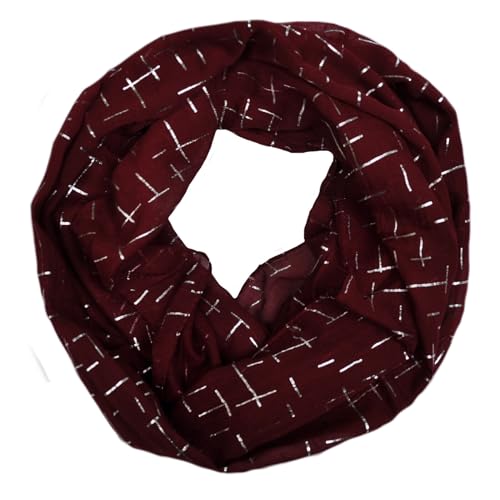 Seide Loop Schal Loopschal Halstuch Schals Rundschal Schlauchschal Tücher Damenschal glitzer Damen (Weinrot) von Generisch