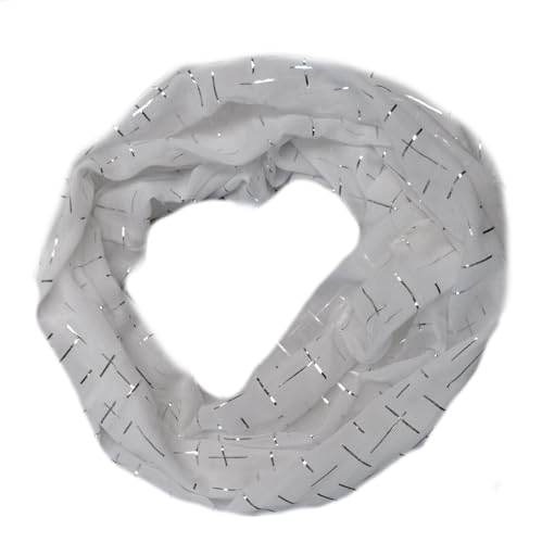 Seide Loop Schal Loopschal Halstuch Schals Rundschal Schlauchschal Tücher Damenschal glitzer Damen (Weiß) von Generisch