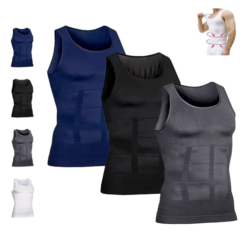 Generisch Selure Shaping Tank Men 2025 Verbessertes Selure Shaping Tank 2.0 Hochelastisches Atmungsaktives Bauchweg-Unterhemd Für Herren Selure Kompressionsshirt (3PCS-1,L) von Generisch