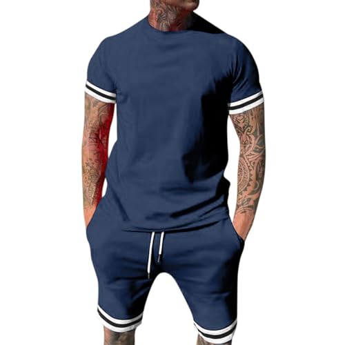 Generisch Sets,Herren Anzug Sommer Trainingsanzug Herren Freizeitanzug Activewear-Sets füR T-Shirt Shorts Set Sportanzug 1Teiliges Outfit von Generisch