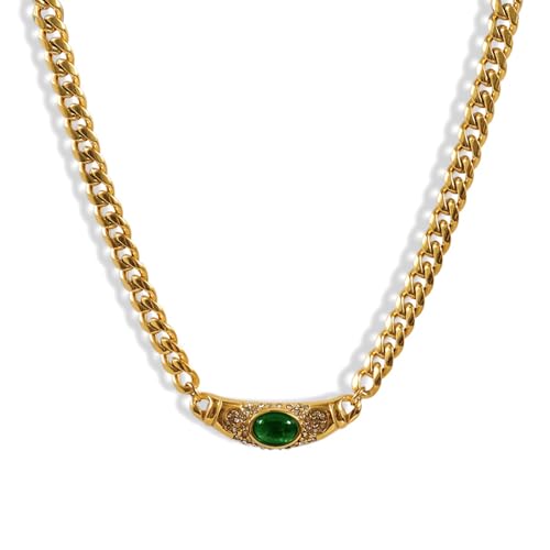 Generisch Shiny Zircon Pendant Necklace in Stainless Steel Elegant Gold Plated Pendant Necklace Minimalistic for Party Wedding Evening (1PCS/C) von Generisch