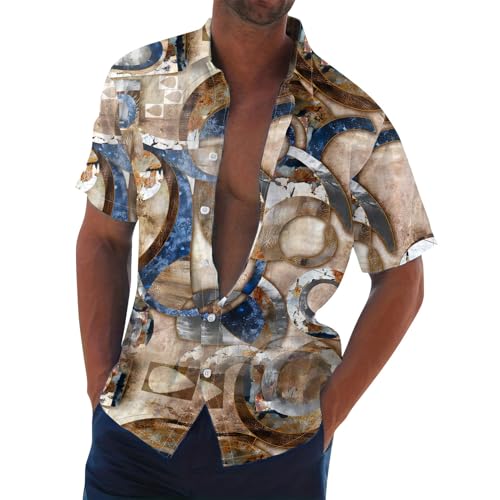 Generisch Shirt Herren, Langarm Und Kurzarm Hemd Button Down Shirts for Männer Herren Business Schwarz Regular Fit Hemden Leinen Karo Outdoor Blumenhemd Kurz Hawaii Weiß von Generisch