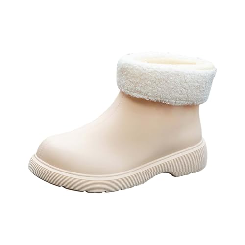 Generisch Short Rain Boots for Womens Ankle Rainboot Slip On Garden Boot Ladies Rubber Outside Work with Comfort Durchsichtige Schuhe Damen (Beige, 37) von Generisch