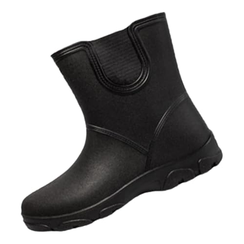 Generisch Short Rain Boots for Womens Ankle Rainboot Slip On Garden Boot Ladies Rubber Outside Work with Comfort Sneaker Schuhe Damen Schwarz (Black, 41) von Generisch