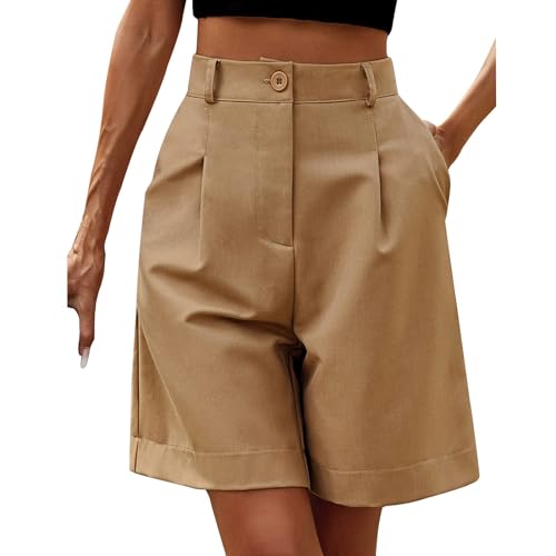 Generisch Shorts Damen Sommer High Waist Kurze Hose Damens Elegant Baggy Sommershorts Leicht Casual Short mit Taschen,Damen Hosen Sommer von Generisch