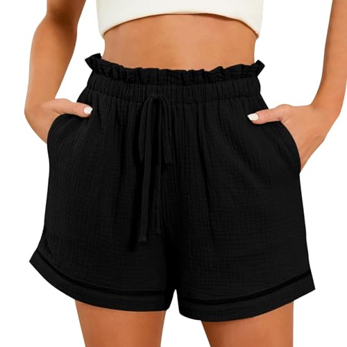 Generisch Shorts Damen Sommer Leinen Musselin Kurze Hose Beach Shorts Mit Taschen Mode Lässige Sportshorts, Stoffhose Freizeit Stretch Sommerhose Soft Comfortable Drawstring Leinenhose S-5XL Generisch Shorts Damen Sommer Leinen Musselin Kurze Hose Beach Shorts Mit Taschen Mode Lässige Sportshorts, Stoffhose Freizeit Stretch Sommerhose Soft Comfortable Drawstring Leinenhose S-5XL von Generisch