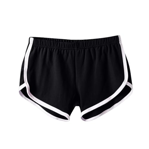 Generisch Shorts Damen Women's Sports Short Sommer Jogginghose Elastischer Bund Sportshorts High Waist Radlerhose Striped Kurze Hose Casual Badeshorts Sommerhose Yogahose Sommershorts(Black,M) von Generisch