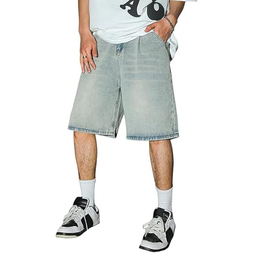 Generisch Shorts Herren Kurze Hosen Herren-Shorts Sommer Herren Shorts Baggy Short Jeans Jungen Baggy Jeans Jungen Jorts Fit Street Dance Skateboard Sporthosen (Beige M) von Generisch