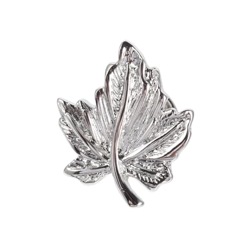 Generisch Silberfarbene Ahornblatt-brosche Anstecknadel Metall Pins für Kleidung Dekorative Anstecker Vielseitig für Anzüge Cardigan Pullover Schmuck Accessoire von Generisch