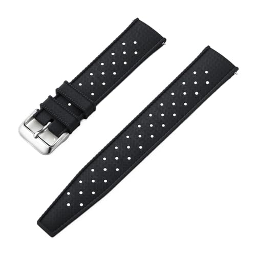 Generisch Silikon-Lüftungsarmband, Schnellverschluss-Uhrenarmband, 18 mm, 20 mm, 22 mm, Gummi-Smart-Armband(Black Silver,18mm) von Generisch