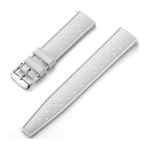 Generisch Silikon-Lüftungsarmband, Schnellverschluss-Uhrenarmband, 18 mm, 20 mm, 22 mm, Gummi-Smart-Armband(White Silver,20mm) von Generisch