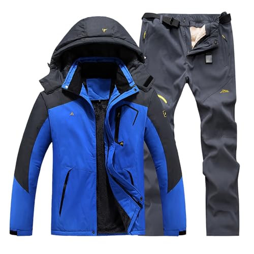 Generisch Ski Anzug Männer Retro Skianzug Herren 2 Teilig Set Winddicht Schneeanzug Mit Kapuze Snowboard Set Wasserdicht Ski Anzug Männer Winter Skibekleidung Warm Skijacke Und Hose Thermoanzug von Generisch