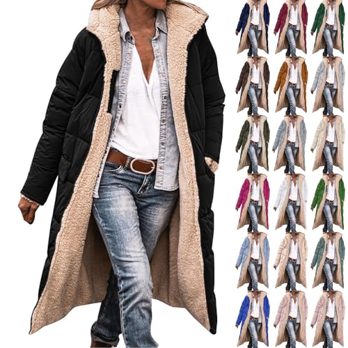 Generisch Skijacke Damen, Damen Trenchcoat, Wintermantel Lang Warm Winterjacke Outdoor Gefütterte Fleecejacken Winter Jacke Herbst Mantel Herbstjacke Übergangsjacke Steppjacke Parka von Generisch