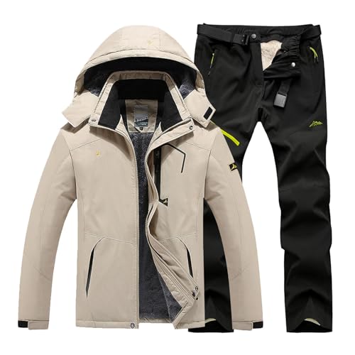 Generisch Skijacke Herren XXL, Schneeanzug 2 Teilig - Jacke und Hosen Tracksuit Winter Skijacke Wasserdicht Skianzug Warme Winddicht Skibekleidung mit Kapuzen Schneemantel von Generisch