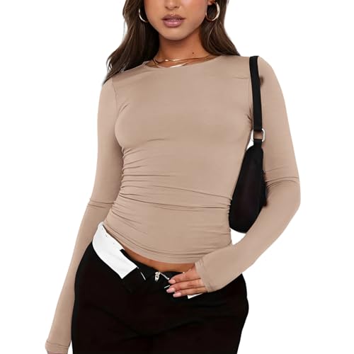 Generisch Skims Dupe Y2K Clothes Tops Für Damen Stockholm Style Oberteile Blusen Rock Longsleeve Damen Schwarz That Girl Clothes T-Shirt Y2K Anziehsachen Enges Oberteil Wrstbhvr Hoodie (A01, M) von Generisch