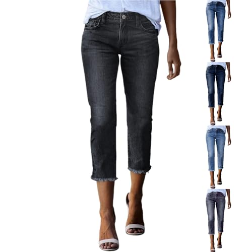 Generisch Skinny Jeans Damen High Waist Capri Sommer 3/4 Jeanshose Kurze Caprihose High Waist Sommerjeans Skinny Fit Hohe Taille Denim Hose Sommerhose Leicht Ripped Jeanshosen Primeangebote von Generisch