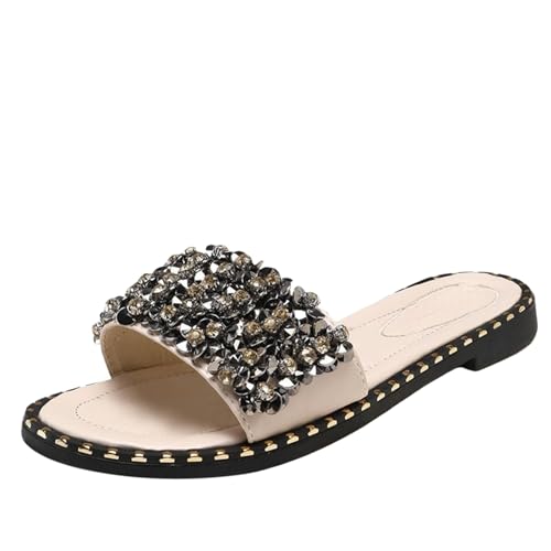 Generisch Slide Sandalen Damen Elegant Glitzer Slippers Mti Strass Peeptoe Sandaletten Flach Leicht Hausschuhe Slip-On Atmungsaktiv Freizeitsandalen Bequem Pantoletten Rutschfest Sommersandalen Generisch Slide Sandalen Damen Elegant Glitzer Slippers Mti Strass Peeptoe Sandaletten Flach Leicht Hausschuhe Slip-On Atmungsaktiv Freizeitsandalen Bequem Pantoletten Rutschfest Sommersandalen von Generisch