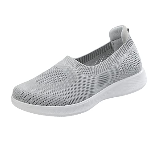 Generisch Slip On Breathe Mesh Wanderschuhe Comfort Flat Loafers (Grey, 40) von Generisch