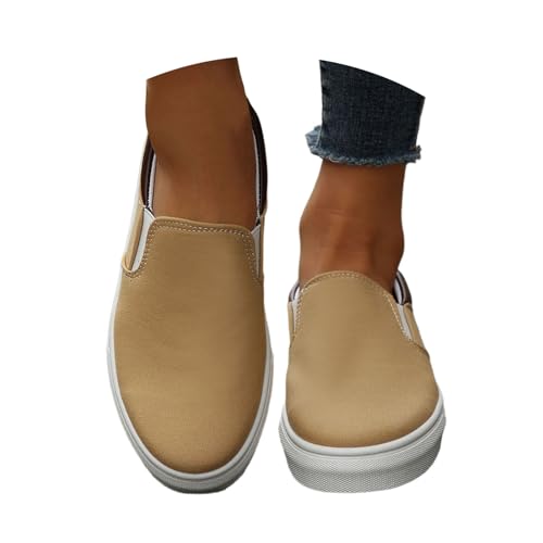 Generisch Slip On Schuhe Damen Flache Loafer Canvas Stoffschuhe Bequeme Leichtgewichts Einzelschuhe Outdoor Trekkingschuhe Wanderschuhe Schlupfschuhe Freizeitschuhe Ohne Schnürsenkel von Generisch