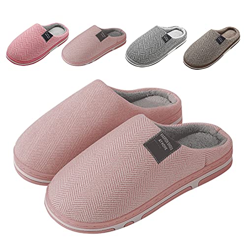 Generisch Slip On Slippers Damen Herren Hausschuhe Pantoffeln Mit Memory Foam Wolle-Like PlüSch Futter Hohe HüTtenschuhe Dichte Warme Indoor Outdoor Hausschlappen Anti-Rutsch-Gummisohle von Generisch