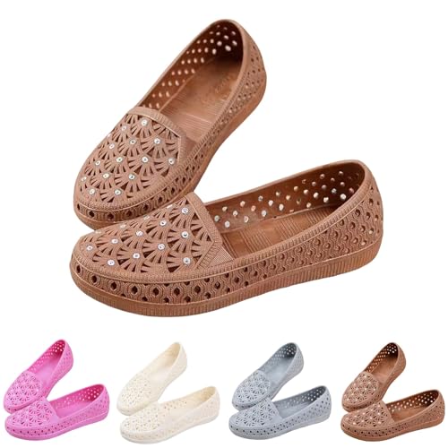 Generisch Slipper Damen Elegant Pantoletten Damen Mesh Slingback Slides Atmungsaktiv Hausschuhe Weite Drag Leicht Freizeitschuhe Hinten Offen Slip On Walkingschuhe Elegant Badeschlappen Weichen Sohle von Generisch
