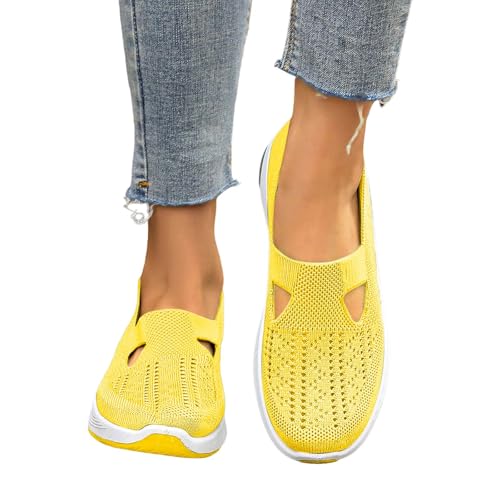 Generisch Slipper Damen OrthopäDische Schuhe Damen Slip On Sneaker Frauen Gewebt Atmungsaktiv Turnschuhe Leicht Laufschuhe Sportschuhe Bequeme Schlupfschuhe Walkingschuhe Arch Support Schuhe von Generisch