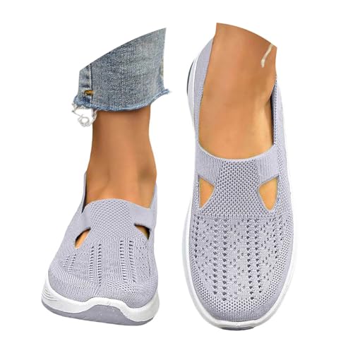 Generisch Slipper Damen OrthopäDische Schuhe Damen Slip On Sneaker Frauen Gewebt Atmungsaktiv Turnschuhe Leicht Laufschuhe Sportschuhe Bequeme Schlupfschuhe Walkingschuhe Arch Support Schuhe von Generisch