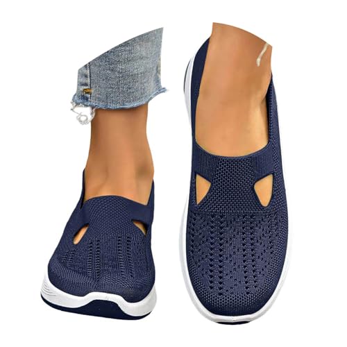 Generisch Slipper Damen OrthopäDische Schuhe Damen Slip On Sneaker Frauen Gewebt Atmungsaktiv Turnschuhe Leicht Laufschuhe Sportschuhe Bequeme Schlupfschuhe Walkingschuhe Arch Support Schuhe von Generisch