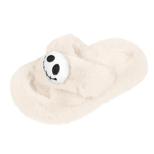 Generisch Slipper Damen und Winter Mode Einfarbig Wildleder Offene Zehen Dicker Sohle Baumwolle Hausschuhe Hause Lässig Bequeme Outdoor Hausschuhe (Beige, 40) von Generisch