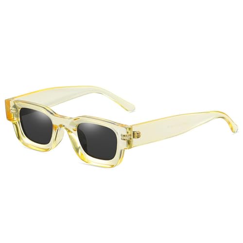 Generisch Small Rectangle Polarized Sunglasses Men Retro Punk Shades UV400 Sun Glasses(Transparent Yellow) von Generisch