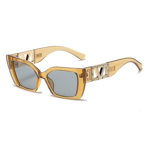 Generisch Small Sunglasses Women Rectangular Sun Glasses For Female Rectangle Sunglass(C9 Yellow) von Generisch