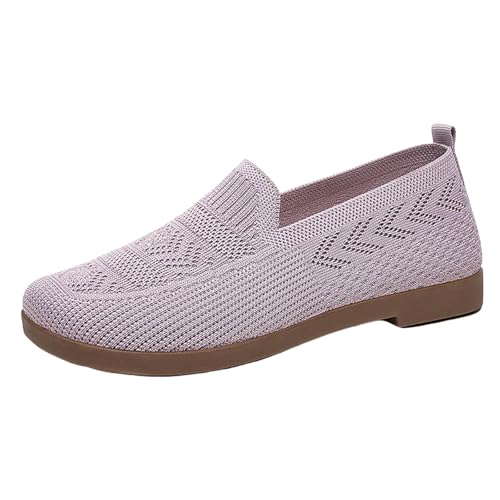 Generisch Sneaker Damen Beige Sportschuhe Breite Füße Einzelneschuhe Slip-On-Sicherheits Freizeitschuhe Atmungsaktive Mesh Sommerschuhe Einfarbig Schlupfschuhe Stilvoll und Schön Trekkingschuhe von Generisch