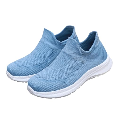 Generisch Sneaker Damen Laufschuhe Mesh Breathable Lightweight Flach Turnschuhe Cushion Casual Running Training Shoes Bequeme Leichte Elegante Sportschuhe Fußballschuhe Slip On Sneakers (Blue-2, 37) von Generisch