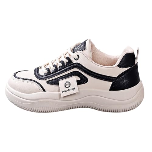 Generisch Sneaker Damen Leder Bequem Sportschuhe Atmungsaktive Joggingschuhe Leichte Walkingschuhe rutschfest Outdoorschuhe Retro Freizeit Schuhe Mode Schnürschuhe Halbschuhe von Generisch