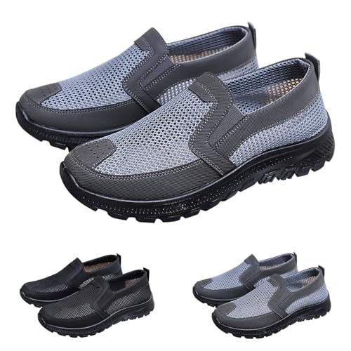 Generisch Sneaker Herren 43-46 Schuhe,Slip-On Einfarbige rutschfeste Plateau,Laufschuhe Atmungsaktiv Herren,Lässige Für Frühlings Sommer,Laufen Weite Schuhe,Freizeitschuhe von Generisch