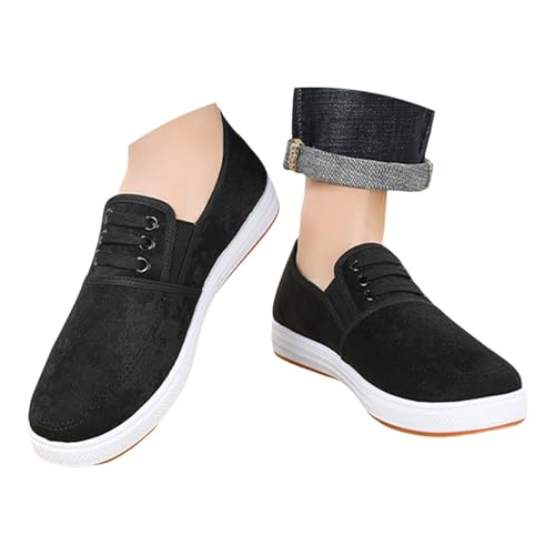 Generisch Sneaker Herren Flach Wildleder Freizeitschuhe Plateau Weiche Loafer Runde Zehe Halbschuhe Leichte Atmungsaktive Flachschuhe Outdoor Fahrschuhe rutschfeste Verschleißfest Wanderschuhe von Generisch