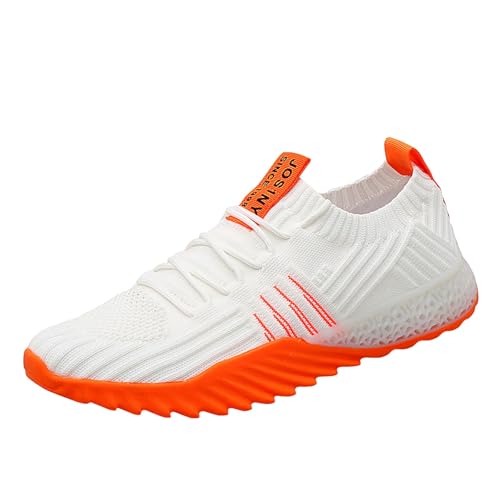 Generisch Sneaker Herren Laufschuhe Bequeme leichte Slip On Sneakers, Flache Wanderschuhe Freizeitschuhe Sommerschuhe Leichtgewichts (Orange, 38) von Generisch