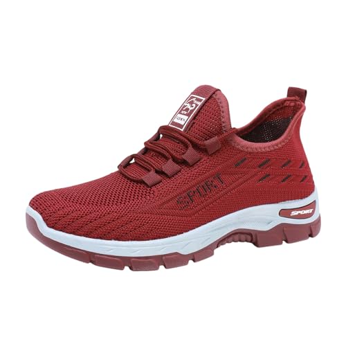 Generisch Sneaker Herren Laufschuhe Turnschuhe Sportschuhe Wanderschuhe Trekkingschuhe Leichtgewichts Flugschuhe Mesh Atmungsaktive Freizeit Slip On Weiches Sohle Trainers Running (Red, 39) von Generisch