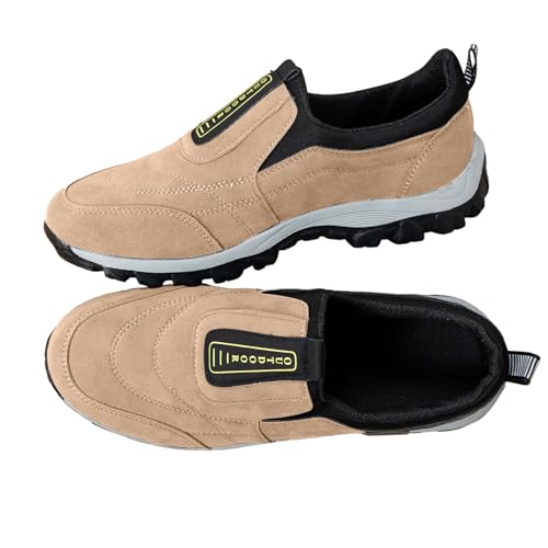 Generisch Sneaker Herren Ohne Schnürsenkel Wildleder Schlupfschuhe Weichen Sohle Slipper Slip on Joggingschuhe Leicht Sportschuhe Low Top Flach Schuhe Modische Arbeitsschuhe Bequem Freizeitschuhe von Generisch