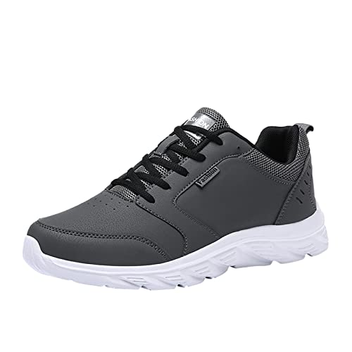 Generisch Sneaker Herren Schwarz Leder Freizeitschuhe Breite Füße Atmungsaktive Walkingschuhe Leicht Bequem Trainerschuhe Workout Sportschuhe rutschfest Trekkingschuhe Athleisure Reiseschuhe von Generisch