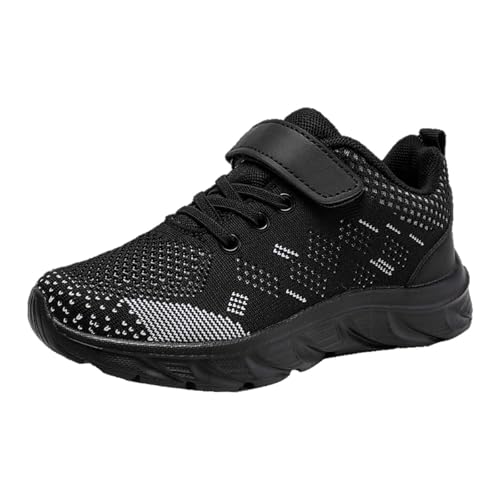 Generisch Sneaker Jungen 23 Flying Woven Schuhe Atmungsaktiv rutschfeste Mesh Mode Leichte Flying Woven Sneakers Laufschuhe Gr. 37 (Black, 38) von Generisch