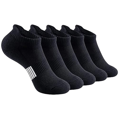 Generisch Sneaker Socken Damen 5 Paar Füßlinge Baumwolle Sportsocken Atmungsaktives Kurz Socken Damen Gepolsterte Laufsocken von Generisch