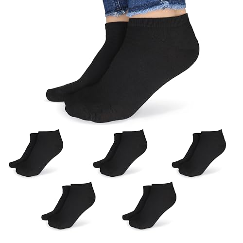 Generisch Sneaker-Socken Damen & Herren Sportsocken aus Baumwolle Atmungsaktive Unisex Laufsocken kurze Socken für Sport & Freizeit 5x Schwarz 39-42 von Generisch