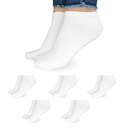 Generisch Sneaker-Socken Damen & Herren Sportsocken aus Baumwolle Atmungsaktive Unisex Laufsocken kurze Socken für Sport & Freizeit 5x Weiß 39-42 von Generisch