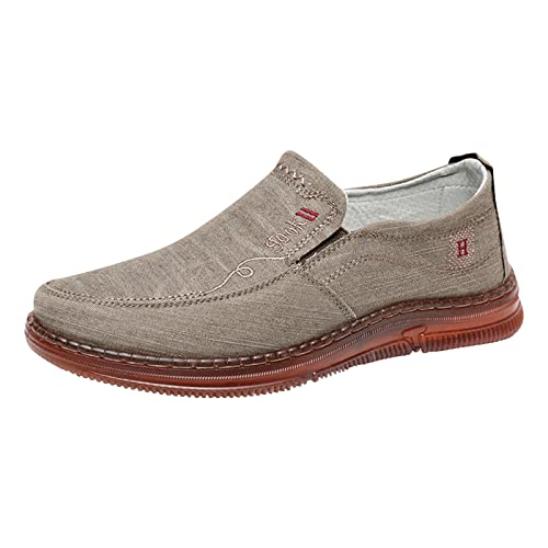 Generisch Sneaker & Sportschuhe Für Herren 45 rutschfeste Leinwand,Einfarbig,Bequemer,Einfacher Stil Trucker Schuhe Mokassin Slipper Leicht Loafer Slip-Ons Weich Bootsschuhe Sommer Walkingschuhe von Generisch