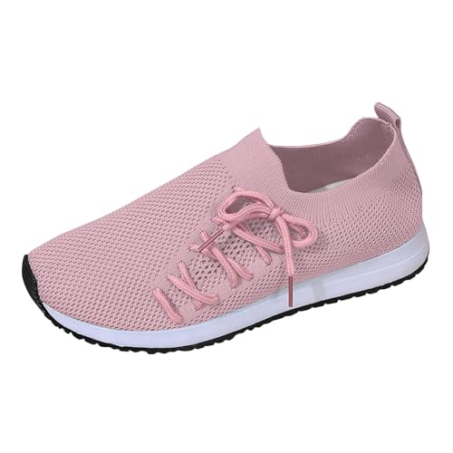 Generisch Sneakers Damen Fly Weaving,Sportschuhe Damen Weiss,Einfarbig rutschfest Plateau,Casual Schuhe Schwarz,Leichte Atmungsaktive Laufschuhe,Outdoor Freizeitschuhe von Generisch